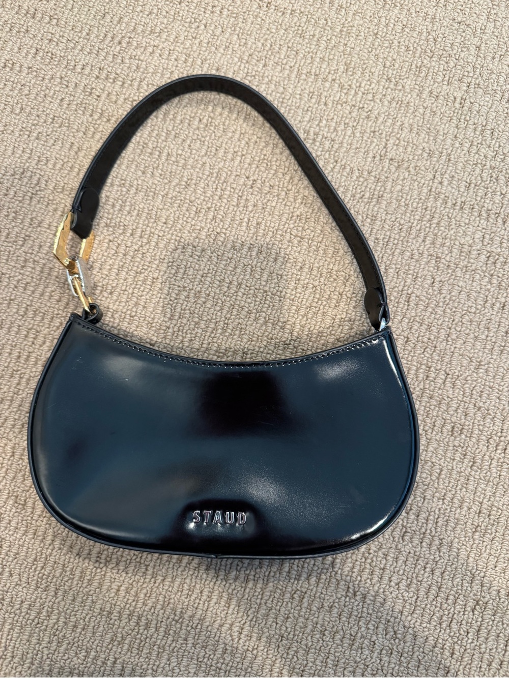 STAUD Black Patent Ollie Shoulder Bag